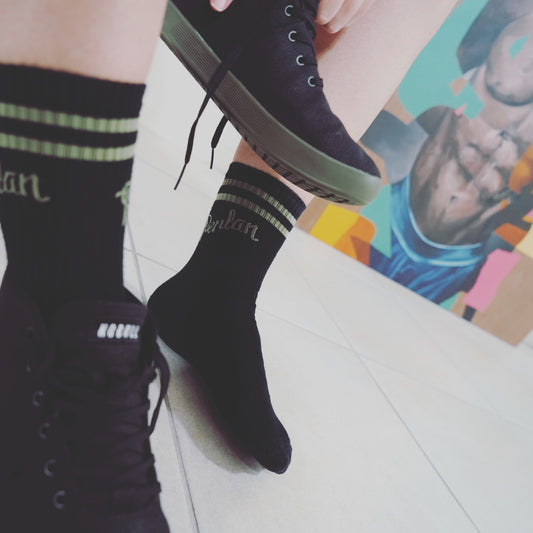 Penlan OG Logo Socks - Black & Army Green